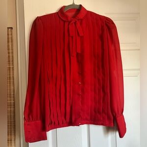Vintage Red Sheer Blouse